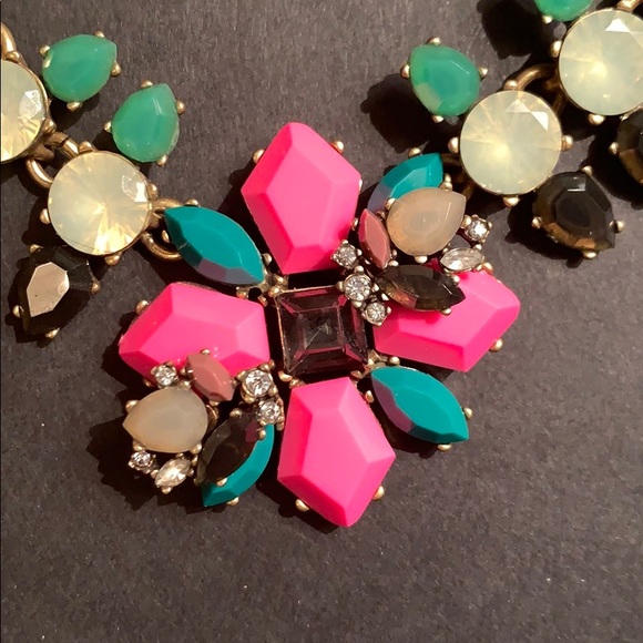 J. Crew Statement Necklace - Hot Pink & Teal - Picture 4 of 5